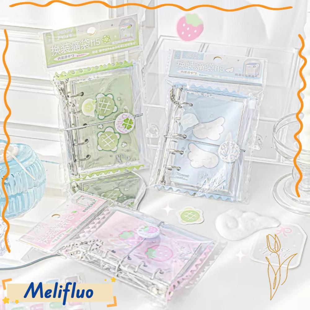 MELIFLUO Loose Spiral Notebook, PVC Nhiều Màu Sắc Trang Điểm M5 Binder Journal Book, Mini Ins Style 