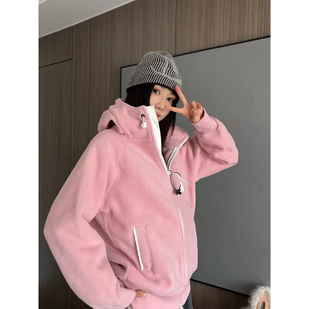 8LOQ Canada Goose Double-sided fleece Windproof and warm aviator hooded jacket, fleece hoodie for me