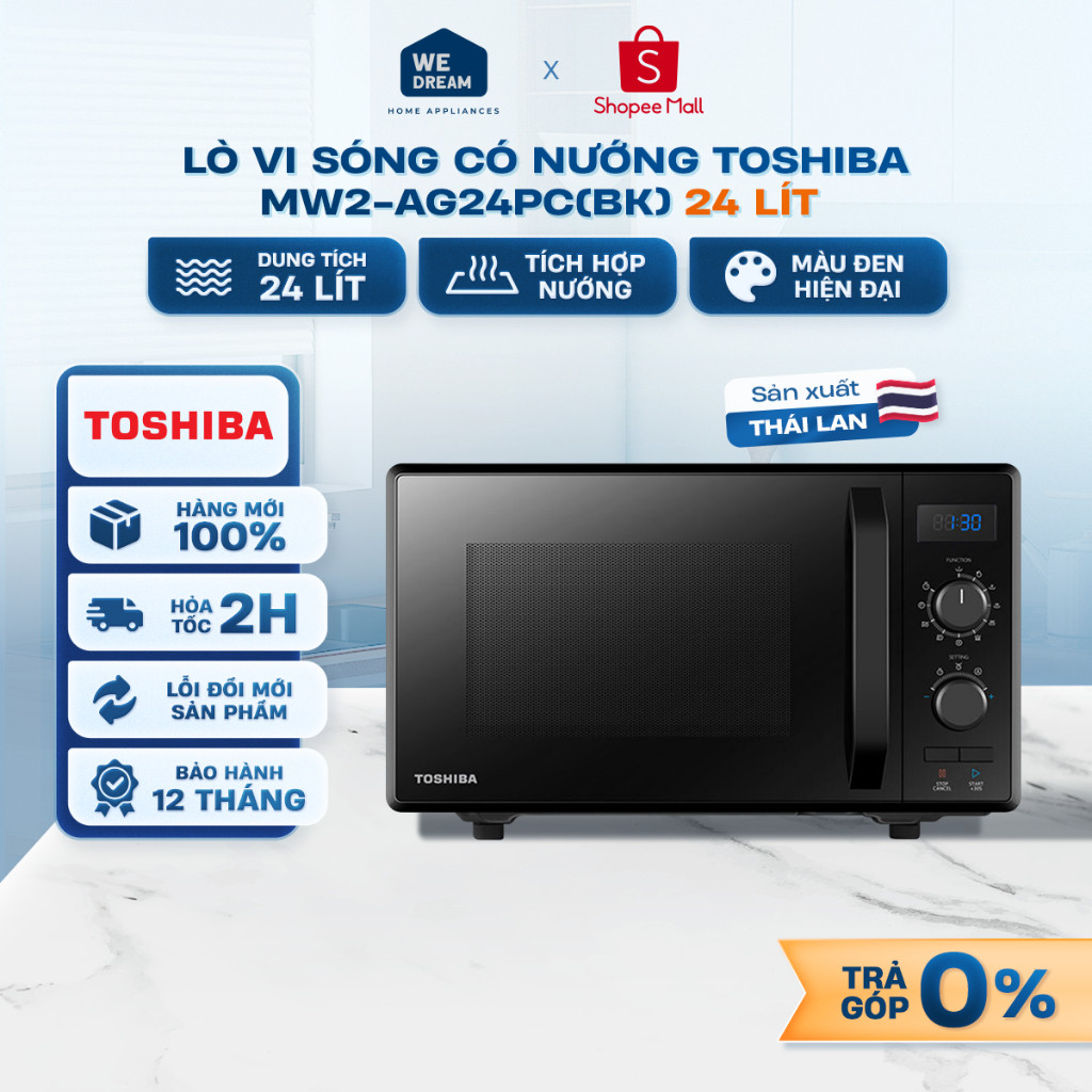 MW2-AG24PC(BK) - Lò Vi Sóng Có Nướng Toshiba 24 Lít MW2-AG24PC(BK) - Hàng Chính Hãng, Mới 100%
