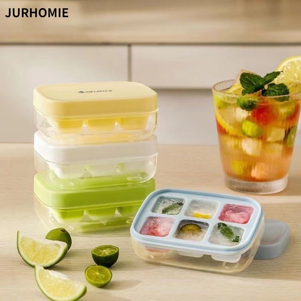 JURHOMIE Press Ice Cube, Khuôn Khay Đá Silicon Cấp Thực Phẩm 6Grid, Thiết Thực Dễ Dàng Phát Hành Loạ