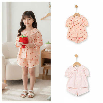 Bộ mặc nhà, đi ngủ bé gái LITIBABY mùa hè size khoảng 2 đến 7 tuổi NH28