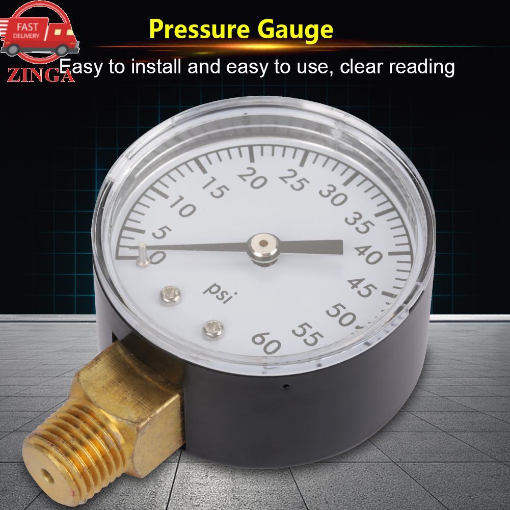 Zinga Đồng Hồ Đo Áp Suất Kép Không Khí Khí Nước 0-60psi Với 1/4 Inch NPT Đáy Gắn Cho Xe Tăng Phụ Kiệ