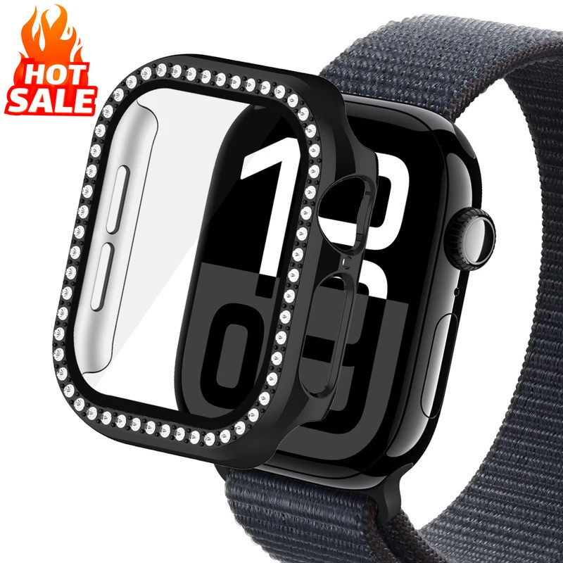 Kính + Kim Cương Cho Apple Watch Case 46mm 42mm Bling Ốp Lưng Bảo Vệ iWatch series 10 46 42mm WatchC