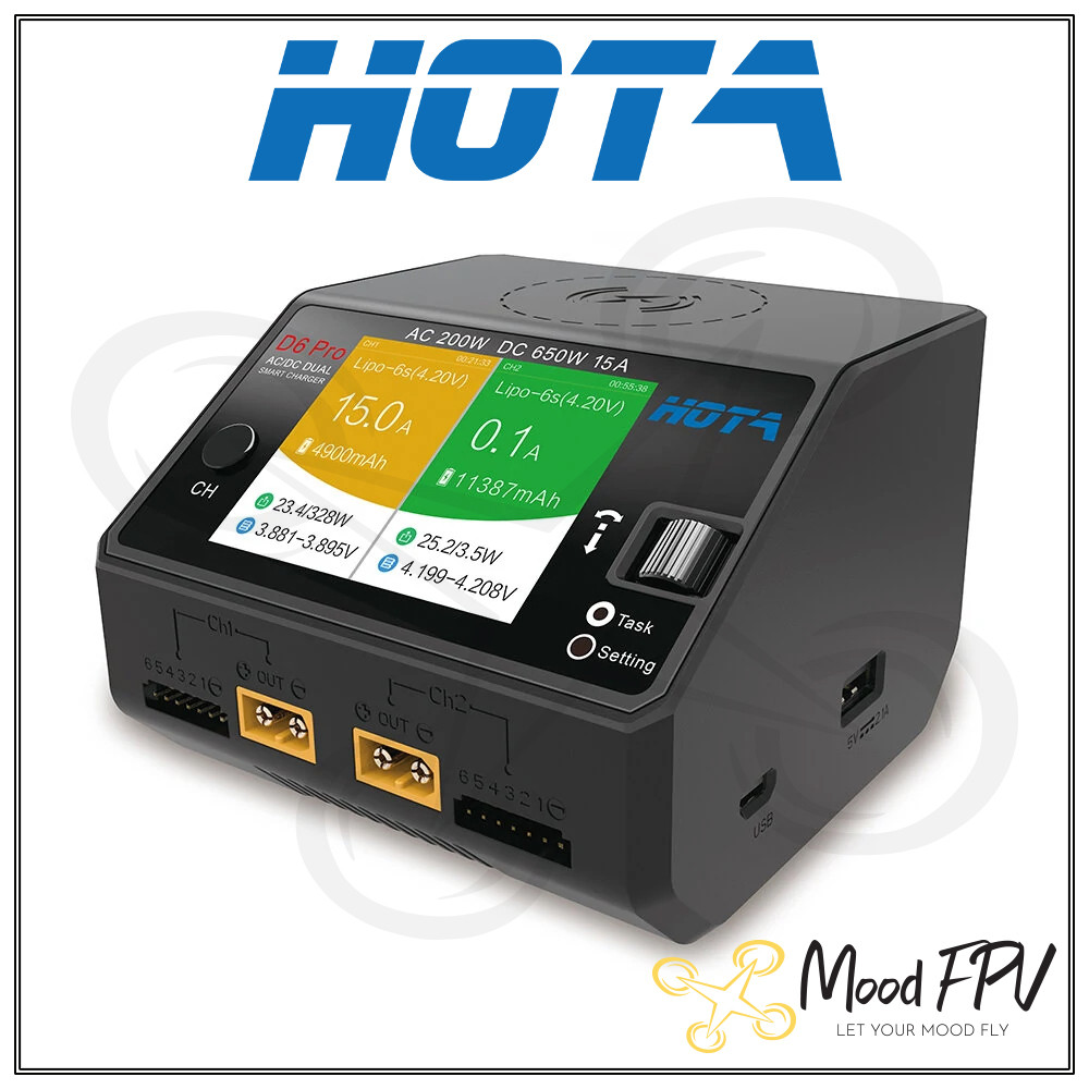 Sạc Pin Hota D6 Pro AC 200W DC 650W 15A 2-6S Dual 2 Cổng