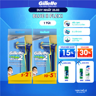 [Mua 10 Tặng 5] Dao Cạo Râu Gillette Blue II Flexi - Gói 10 Cái Tặng 5