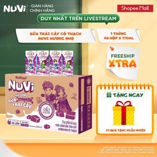 [KOL] Thùng 48 Hộp Thức Uống Sữa Có Thạch NuVi Chọn Vị 170ml