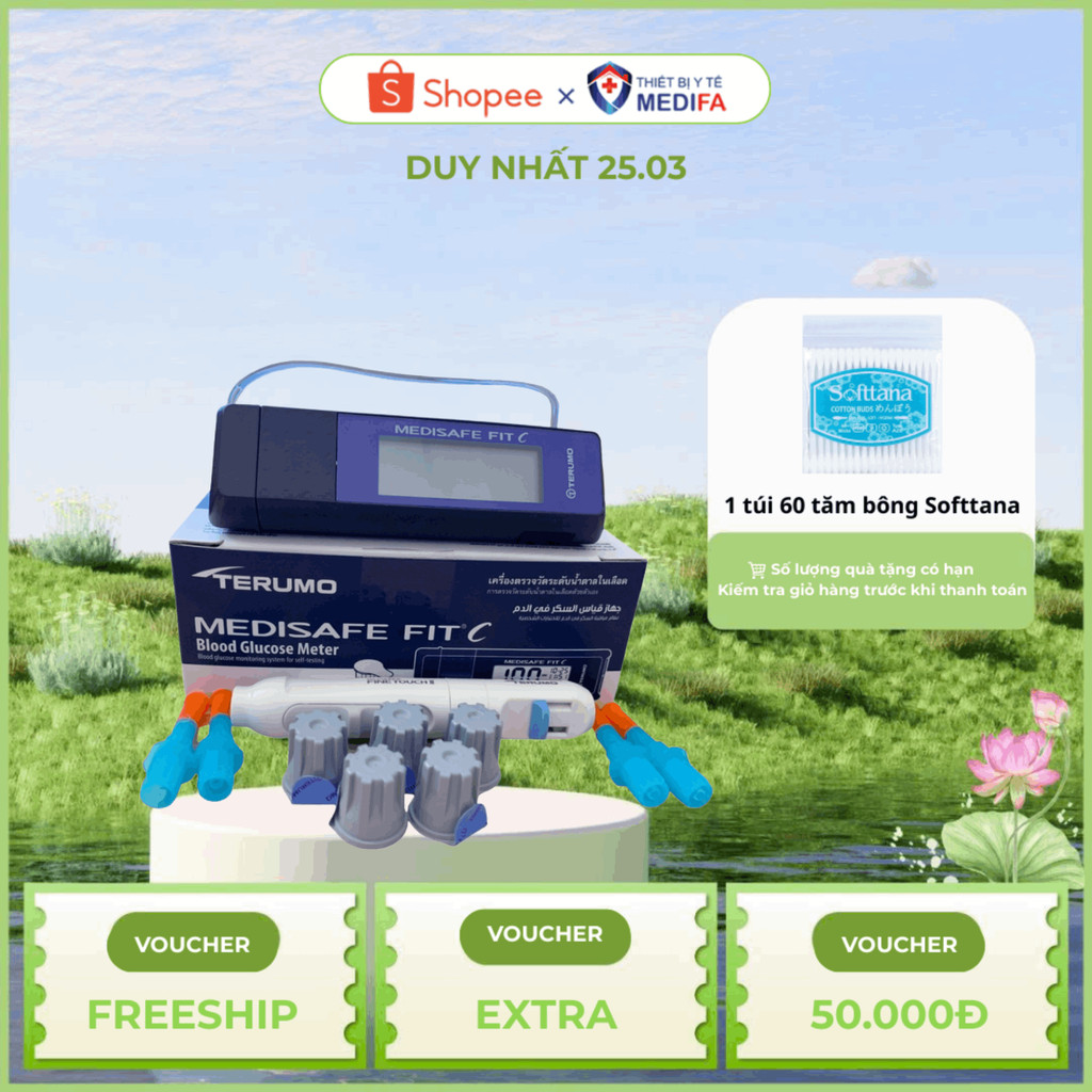 [TRỌN BỘ] Máy đo đường huyết, tiểu đường Terumo Medisafe Fit C Chính Hãng Nhật Bản, Bảo hành 5 năm