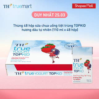 Thùng Sữa Chua Uống Tiệt Trùng TH true YOGURT TOPKID milk Hương Dâu 110ml (48 Hộp)