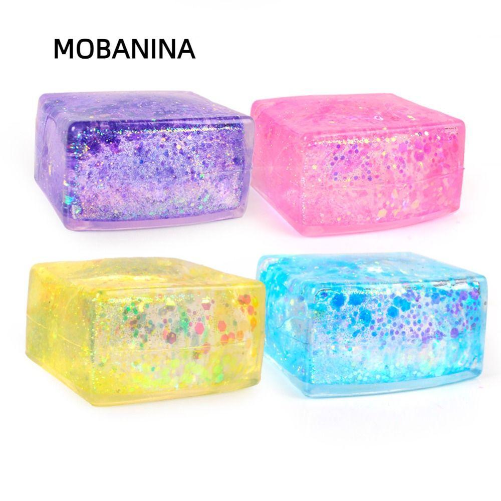 MOBANINA Long lanh Squishy Cube, Malt Sugar Slow Rise Gel Ice Cube, Giải nén sáng tạo Kết cấu mềm Sq