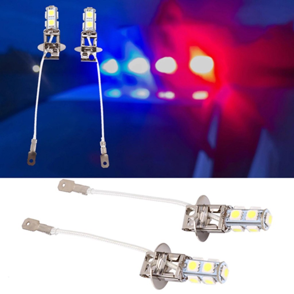 2x H3 5050 Trắng 9 SMD LED DC12V Đèn sương mù ô tô tự động Bóng đèn LED 6500K 9SMD Đèn sương mù 9SMD