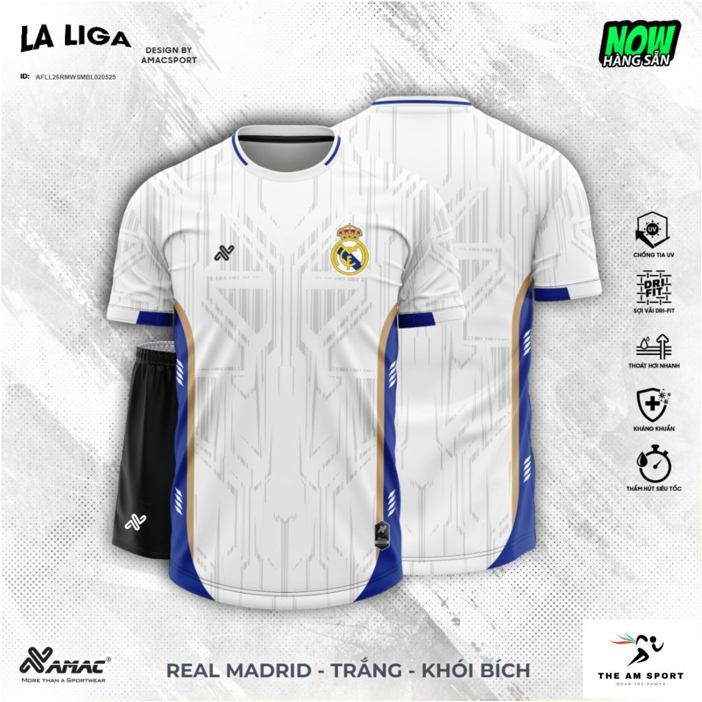 Bộ Áo Đấu AMAC Real Madrid La Liga 25/26 - Thoáng Khí và Thấm Hút