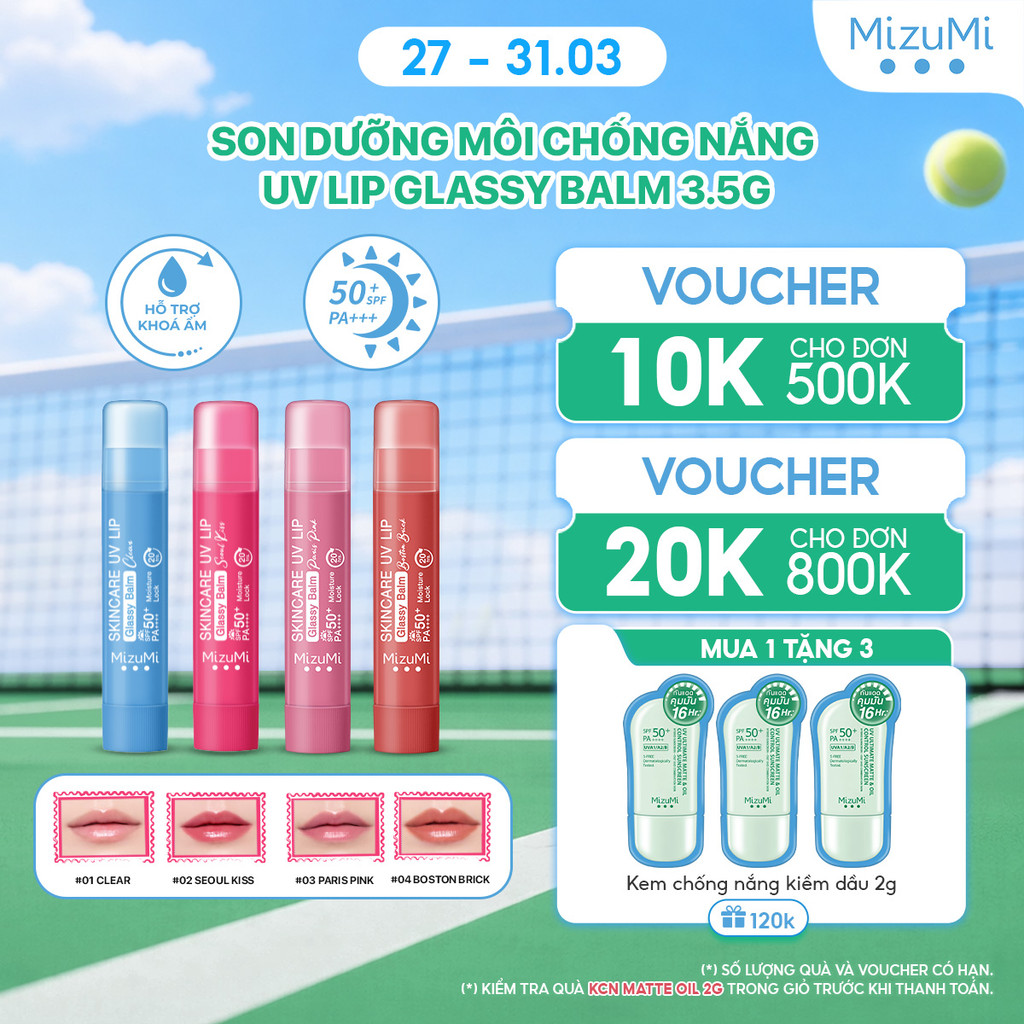 [MUA LÀ CÓ QUÀ] Son Dưỡng Môi Chống Nắng MizuMi Skincare UV Lip Glassy Balm 3.5g