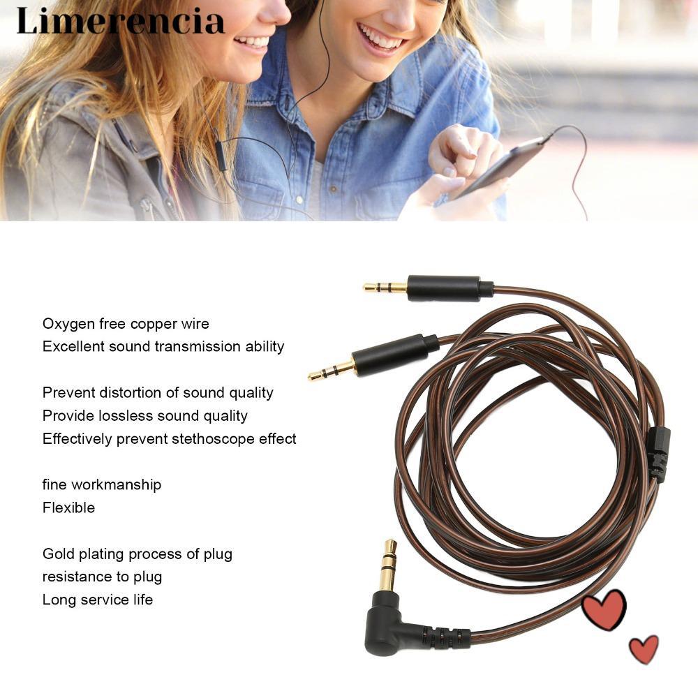 Cáp thay thế tai nghe LIMERENCIA, Cáp Aux linh hoạt 3,5 mm sang kép, Dây âm thanh nâng cấp 120cm / 4