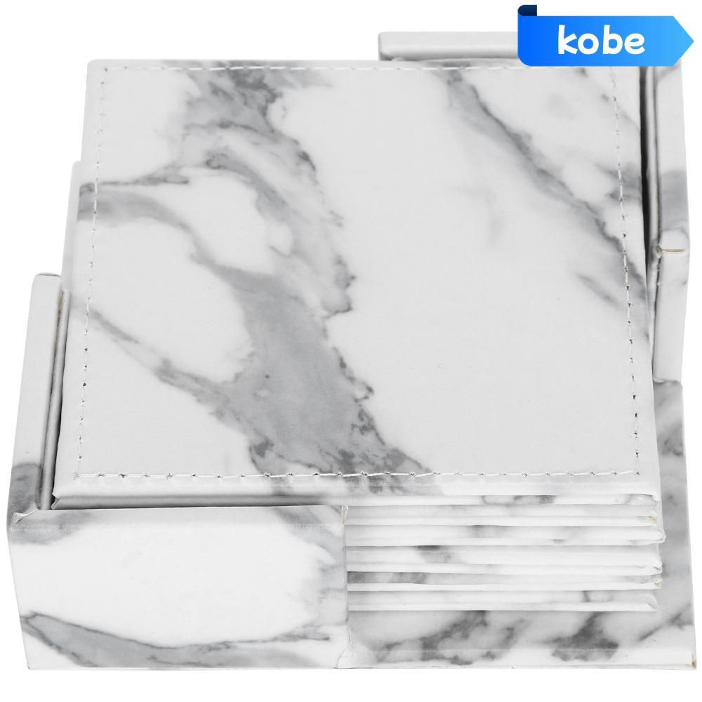 KOBE 6 Miếng Lót Cốc, Thảm Vuông Phong Cách Bắc Âu, Trang Trí Bàn Họa Tiết Đá Cẩm Thạch Da Nhân Tạo 