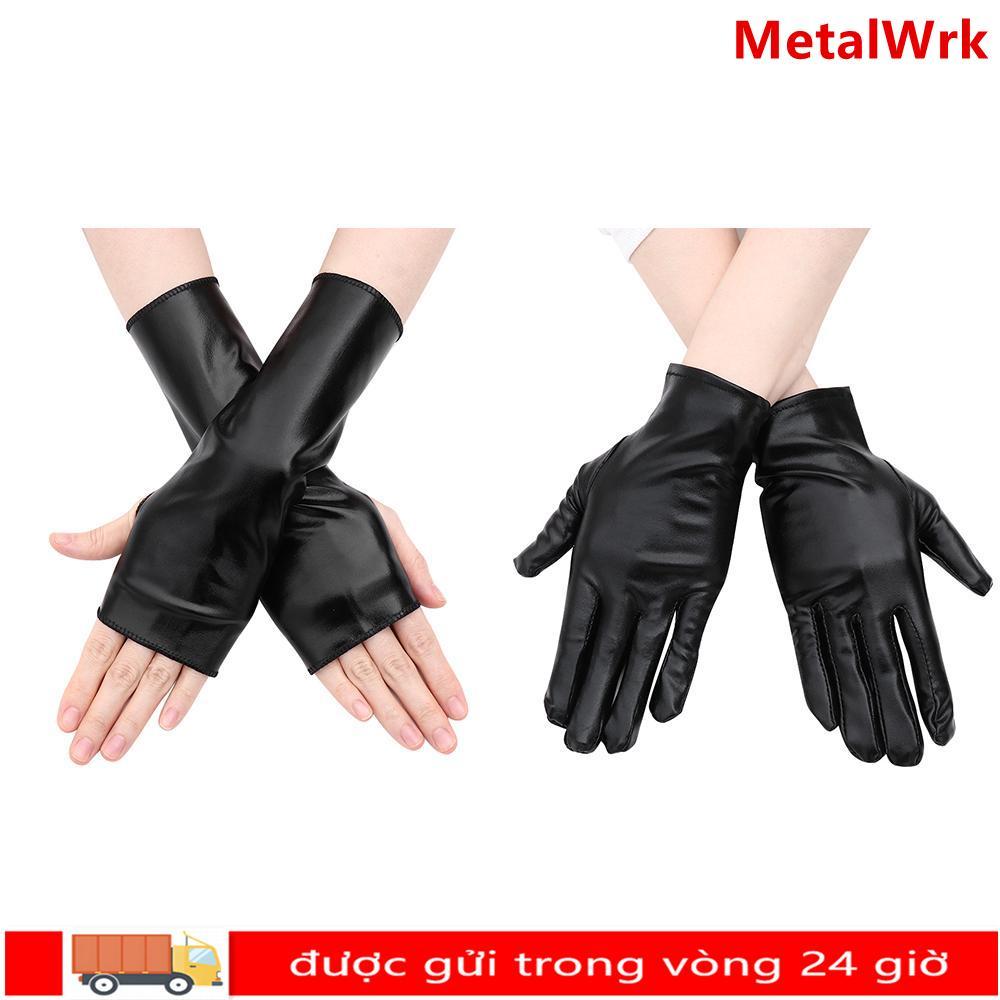 Găng tay da METALWRK Gothic PU Mittes Gothic Punk Halloween