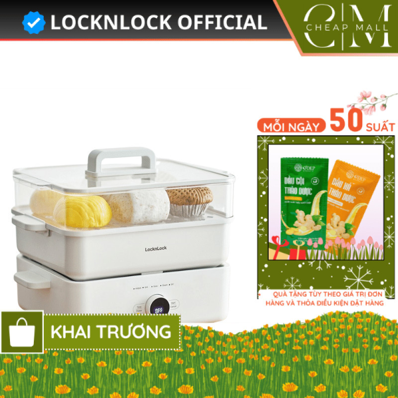 Nồi lẩu đa năng 4.5L Bianco phủ sứ LocknLock, Hàng chính hãng, chống dính, tay cầm cách nhiệt EJP154