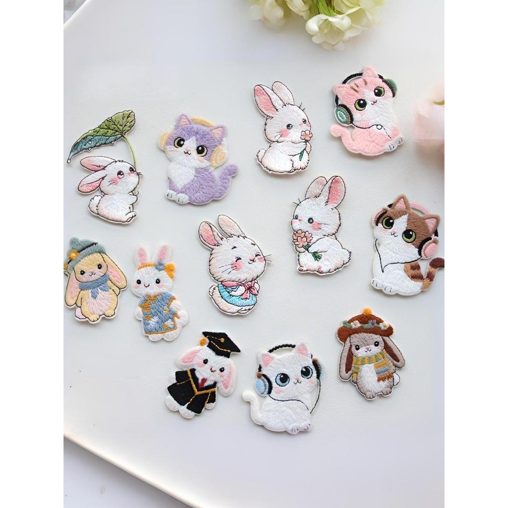 charm gắn dép crocs charm dép crocs chữ gắn dép crocs Sắt-Miễn Phí Dễ Thương Mèo Con Thỏ Vải Miếng D