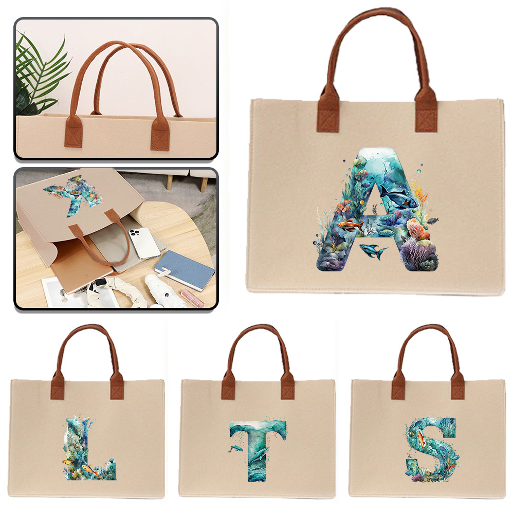 Large capacity Large felt tote bag Exquisite print In stock Thickened Commuter shopping bag Felt tot