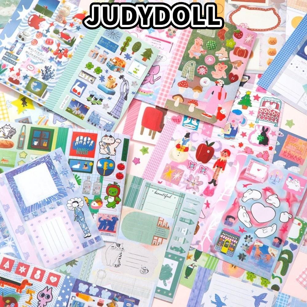 Sách dán JUDYDOLL, Nhãn dán sổ lưu niệm DIY phong cách Hàn Quốc, Kawaii 30 tờ Nhãn dán trang trí Sác