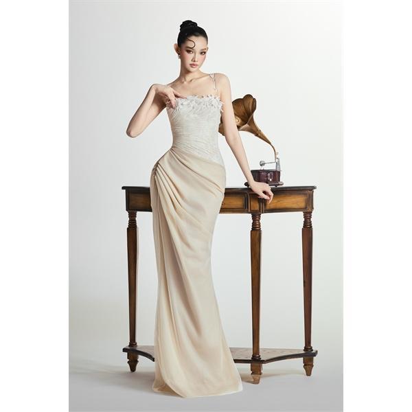 [BYDI DESIGN] LOREN DRESS - Đầm Thiết kế Maxi Hai Dây Phối Hoa Nổi, Sang Trọng Thanh Lịch