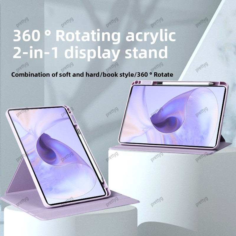 360 Xoay Acrylic Dành Cho OPPO Pad 5 Matte Display Edition 12.1inch Tablet Case Có Hộp Đựng Bút Chì 