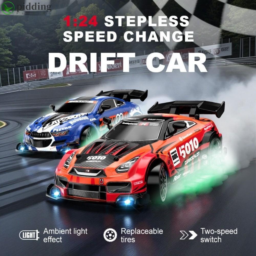 PIDDING RC Drift Car, 1: 24 4WD RC Stunt Car, Đài phát thanh 2.4G sáng tạo với đèn LED Điều khiển từ