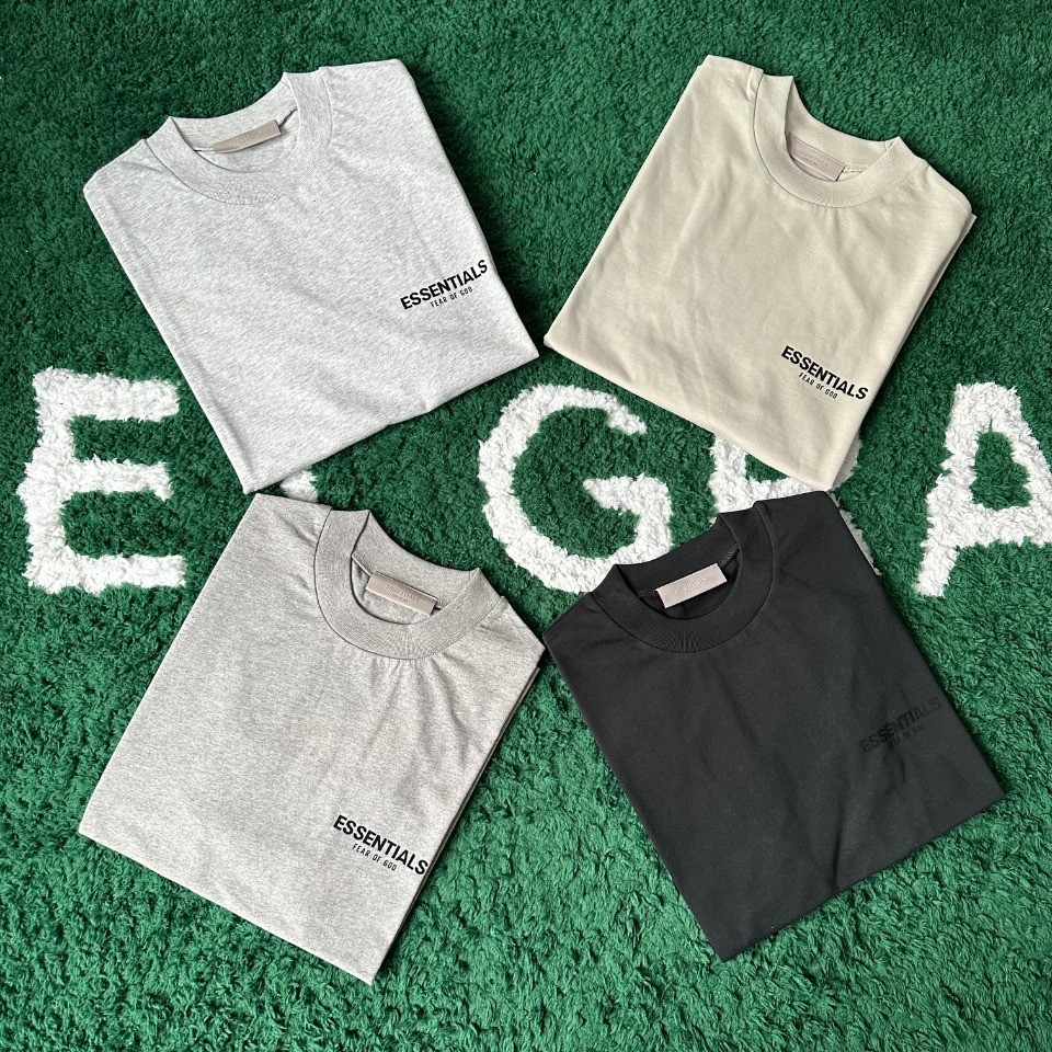 4OLN FOG Double Line ESSENTIALS High Street Flocked Letters logo New Men's and Women's Short Sleeves