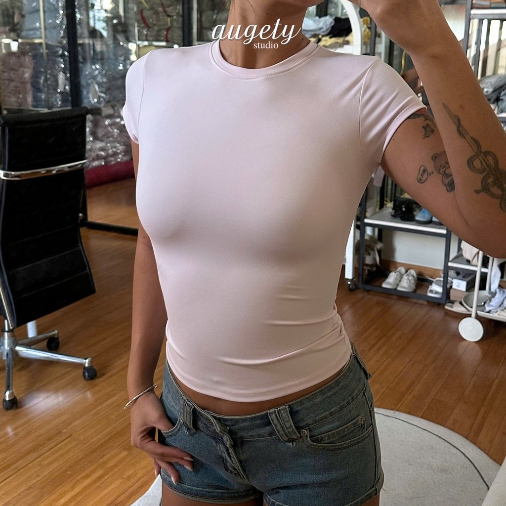 Áo Thun Basic Chiết Eo Vải Thun Cao Cấp Augety Studio, BARE SKIN TOP | BigBuy360 - bigbuy360.vn