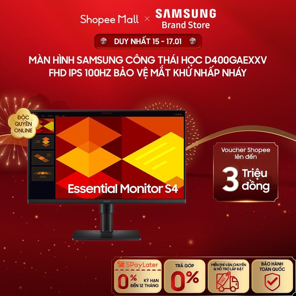 [FREESHIP]  - Livestream - Màn hình Samsung công thái học D400GAEXXV FHD IPS 100Hz giúp bảo vệ mắt K