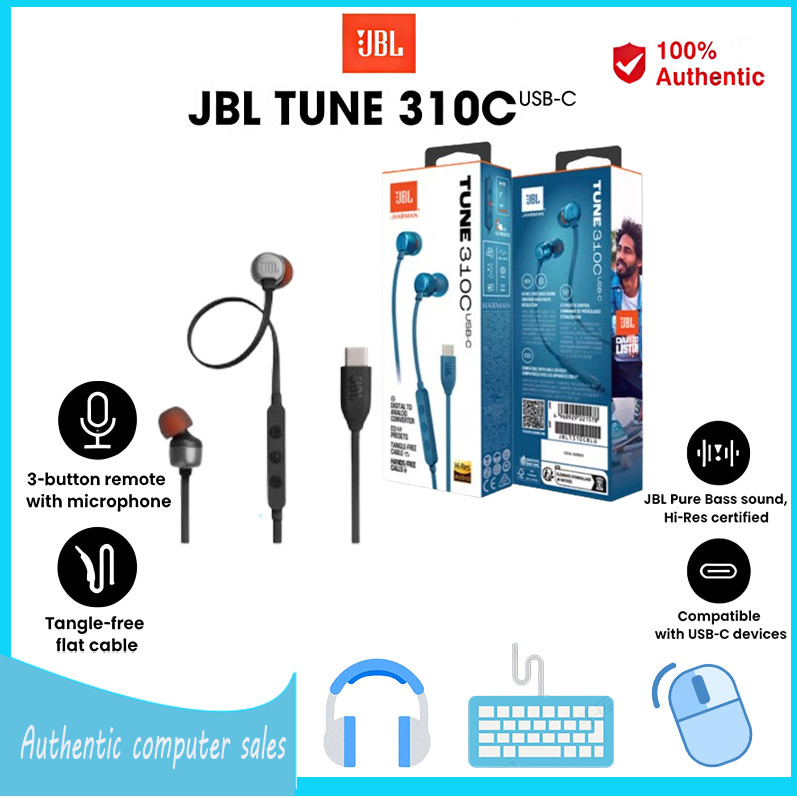 JBL Tune 310C Universa USB-C Type-C có dây độ phân giải cao tai nghe có dây micro