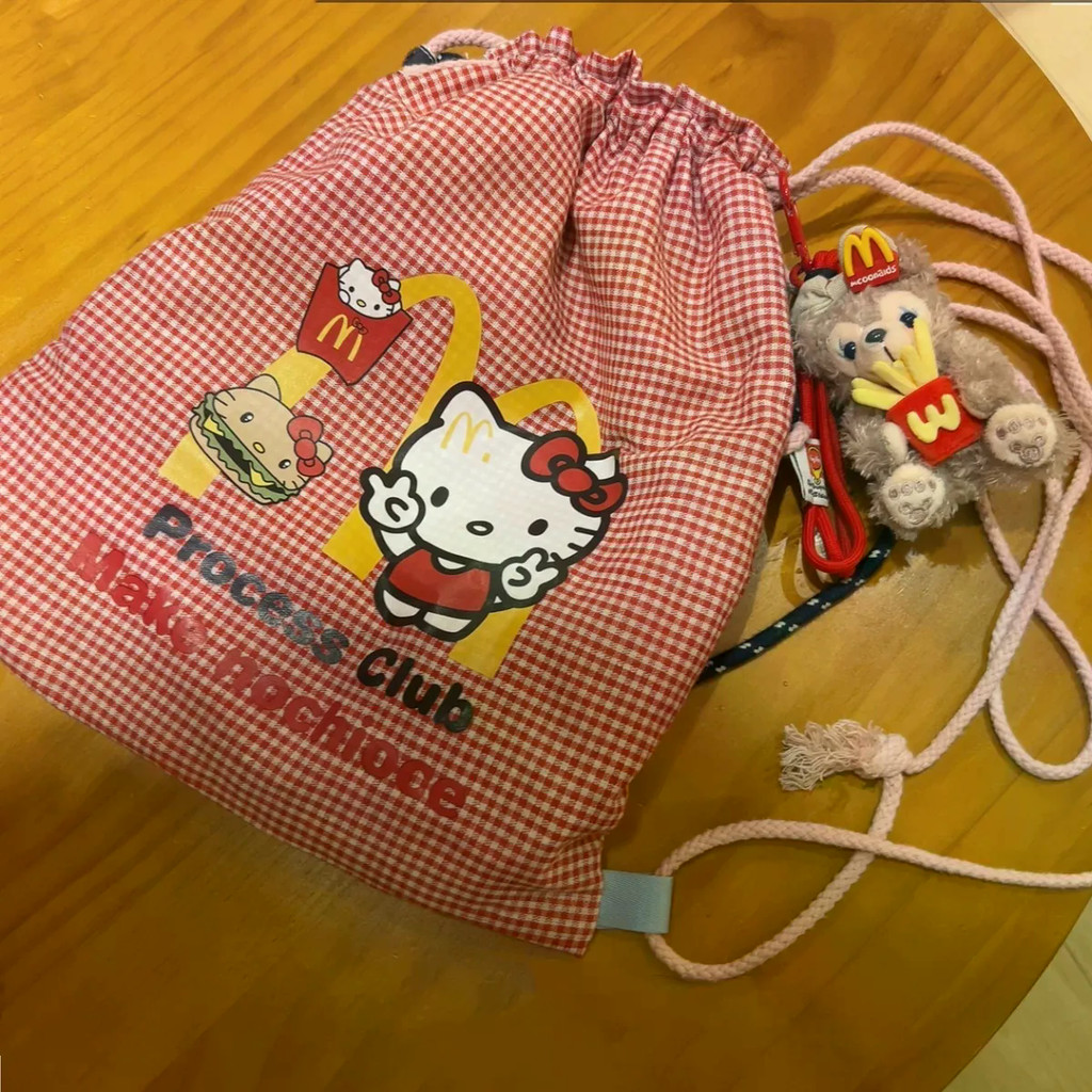 Ba lô Kitty của Mcdonald mới Ba lô dây rút mèo hoạt hình Ba lô lưu trữ đa năng dung tích lớn