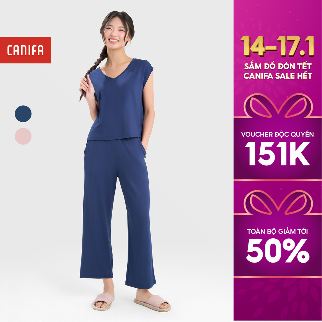 Bộ mặc nhà nữ không tay quần dài CANIFA 6LS25S008