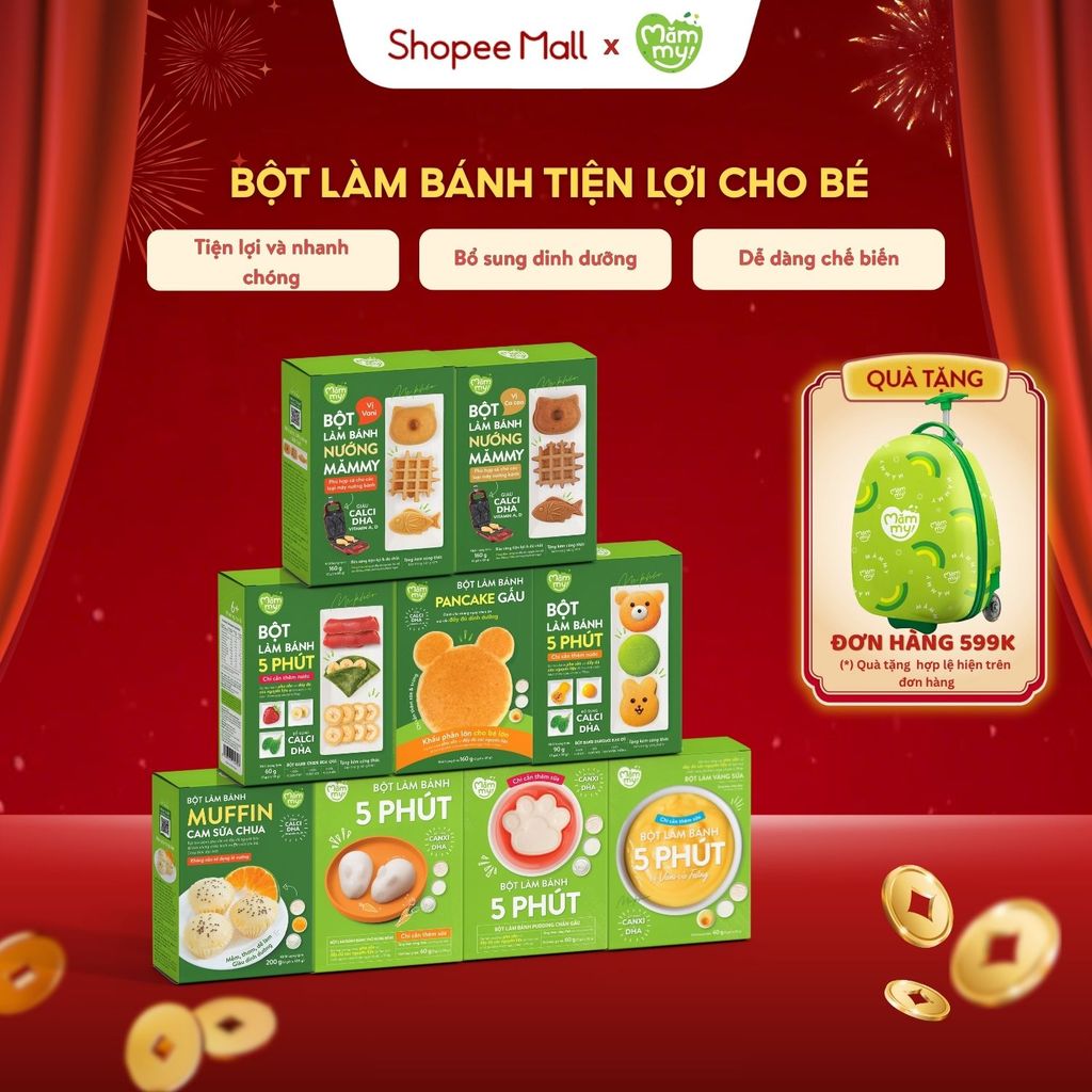 Bột làm bánh cho bé Mămmy làm bữa phụ bổ sung Canxi, DHA hỗ trợ phát triển toàn diện cho bé 6 tháng
