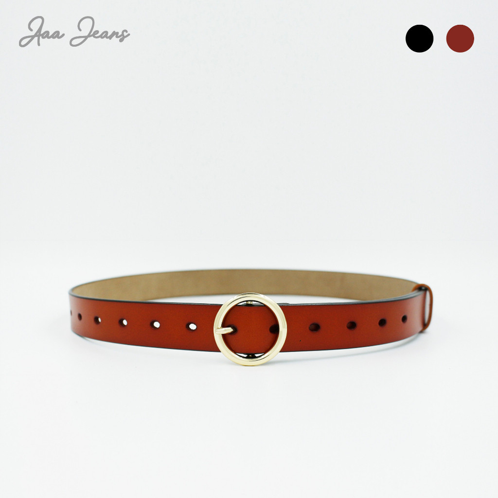 Aaa Jeans - Thắt Lưng Da Thật Mặt Tròn Classic