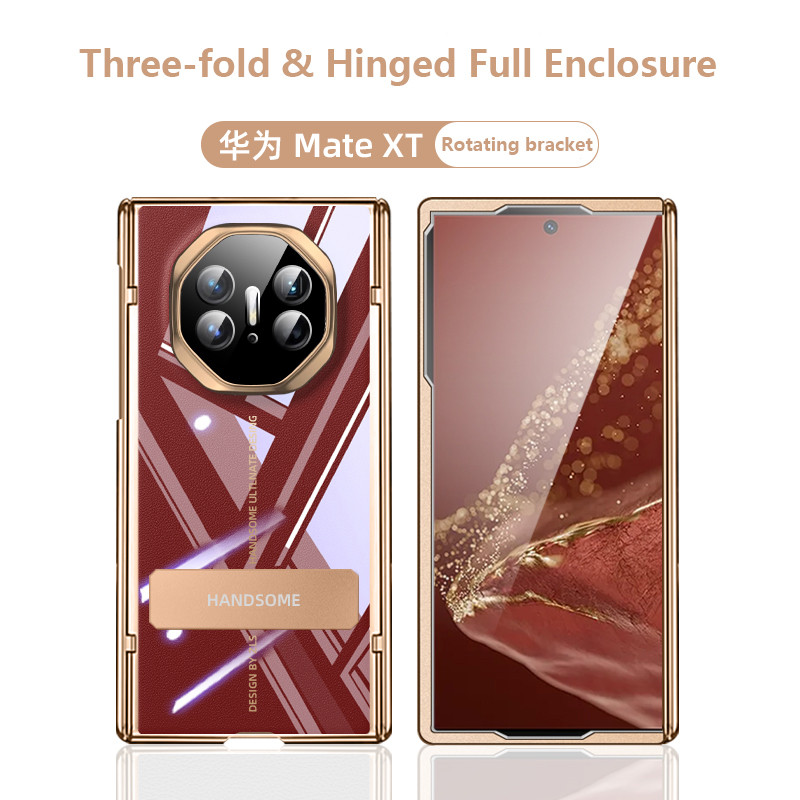 Ốp Lưng Trong Suốt Cho Huawei Mate XTs Ultimate Xoay Chân Đế Da Gấp Bản Lề Bảo Vệ Cho Huawei Mate XT