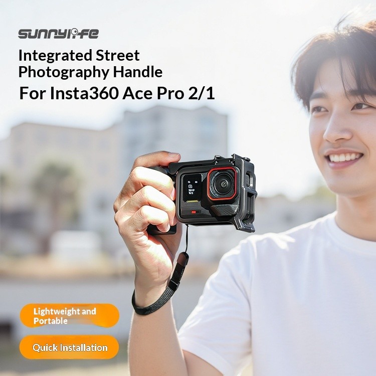 Sunnylife Thích Hợp Cho Insta360 Ace Pro 2 / 1 Tay Cầm Chụp Hình Đường Phố Phát Hành Nhanh Lồng Thỏ 