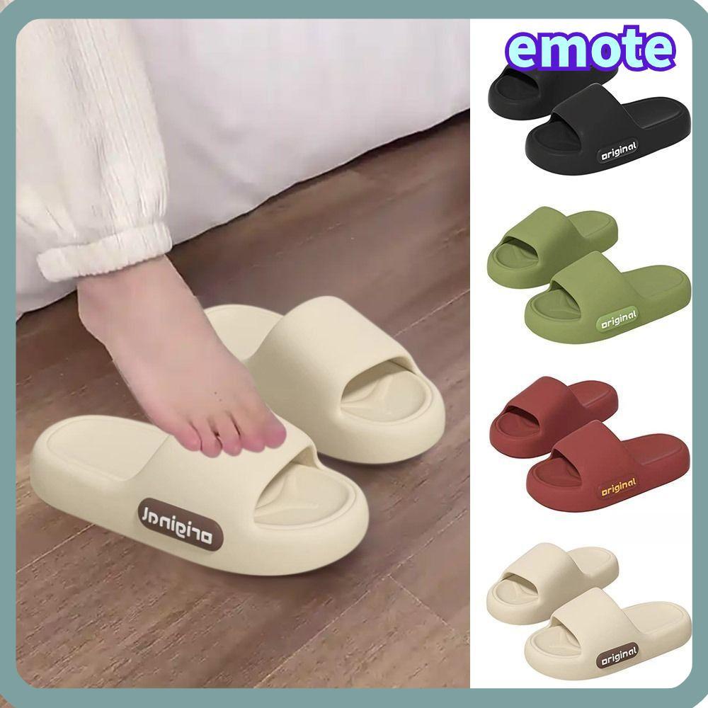 Dép đi biển EMOTE, Dép mây đáy dày màu trơn, Dép đế mềm thời trang chống trượt EVA mùa hè cho cặp đôi nữ