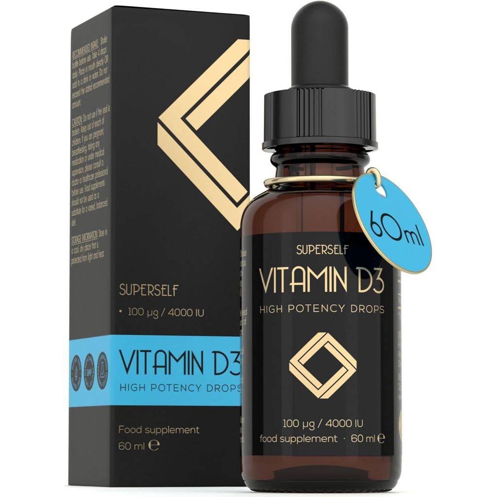 Vitamin D Drops - Vitamin D3 4000 IU Liquid dành cho người lớn - 60ml 1200 Drops - Độ bền cao & hấp 