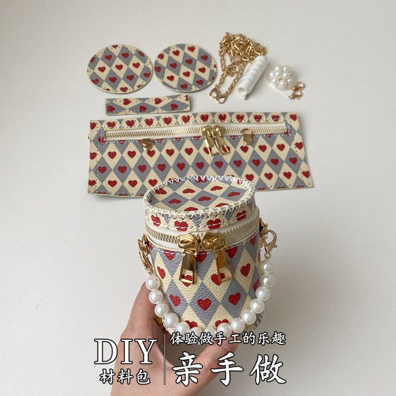 New Lipstick Bag diy Handmade Material Kit Key Bag Gift for Girlfriend or Best Friend Cute Mini Cros
