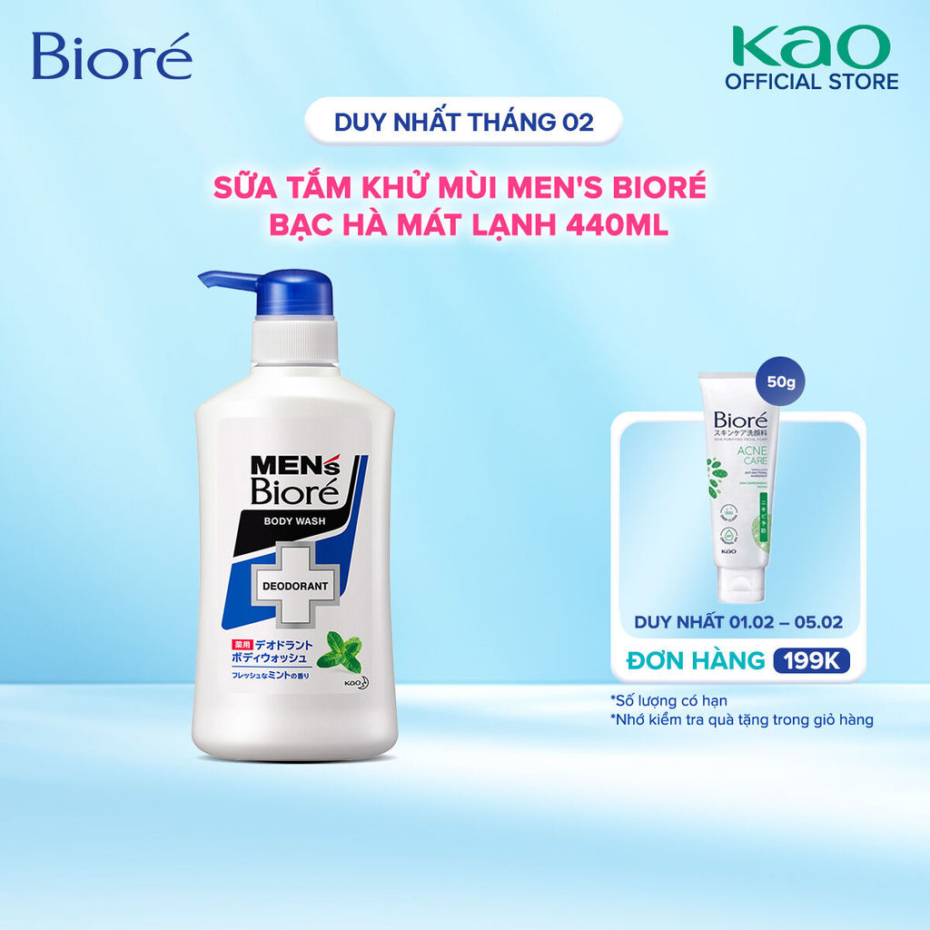Sữa Tắm Khử Mùi Men's Biore - Bạc Hà Mát Lạnh (Chai) 440ml