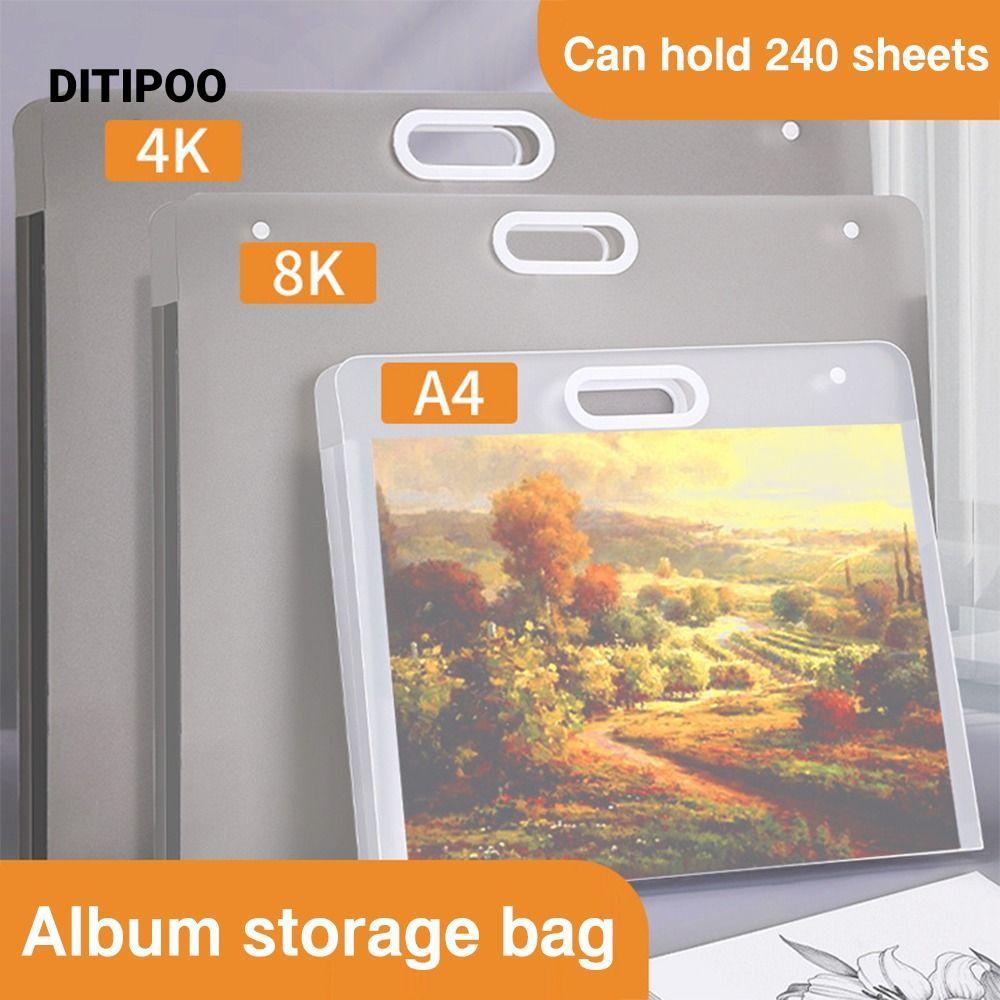 Túi đựng giấy vẽ tranh DITIPOO, Thư mục tập tin A2 / A3 / A4 di động, Album ảnh 4K / 8K / 16K chống 