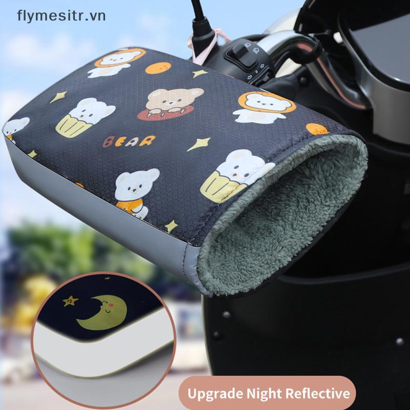 FF Tay Lái Xe Máy Muffs Mùa Đông Airy 3D PU Fluff Chống Gió Găng Tay Chống Thấm Nước Tay Cầm Xe Máy 