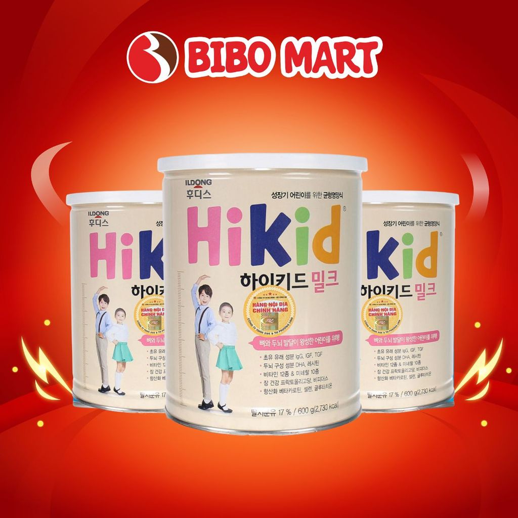 Sữa Hikid Vị Vani Hàn Quốc Bổ Sung Canxi Tăng Chiều Cao Cho Bé Tới 9 Tuổi Lon 600g - Bibomart