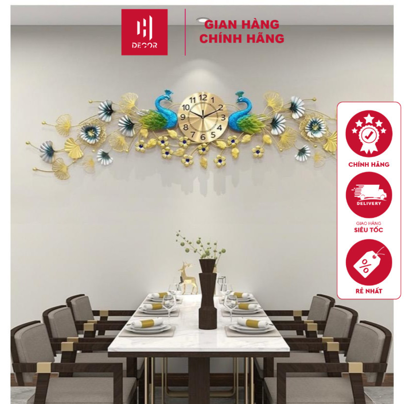Đồng Hồ Nghệ Thuật Chim Công – Decor Tường Sang Trọng, Tặng Tân Gia, Hợp Phong Thủy Mã 2685 – HDECOR