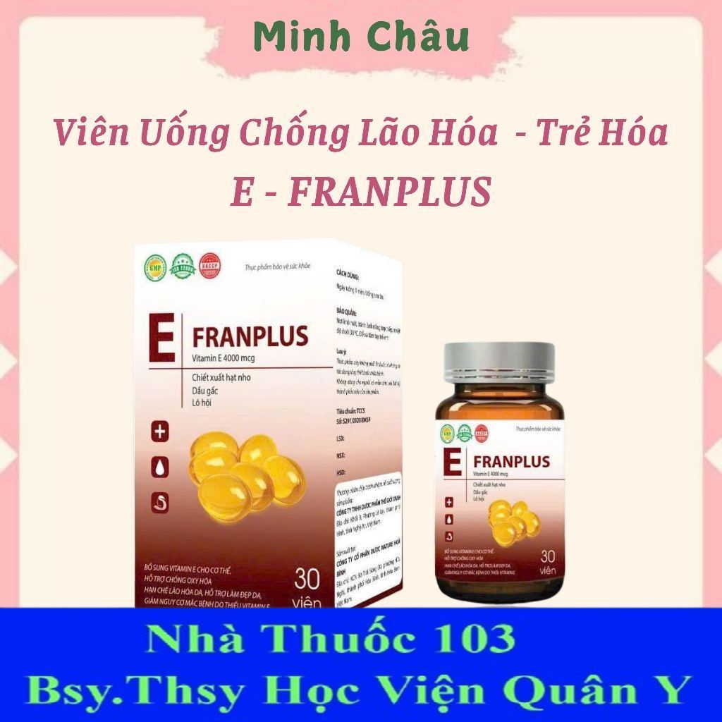 Vitamin E đỏ ,Vitamin E FRANPLUS 4000mcg ,Làm Đẹp Da Và Chống Lão Hóa da, Giúp trắng da