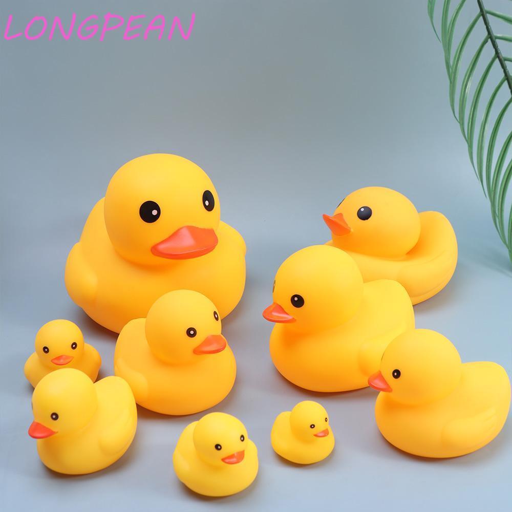 LONGPEAN Vịt LONGPEAN với đồ chơi tắm âm thanh bóp, Đồ chơi tắm cho bé vịt vàng mềm nổi, Đồ chơi tắm