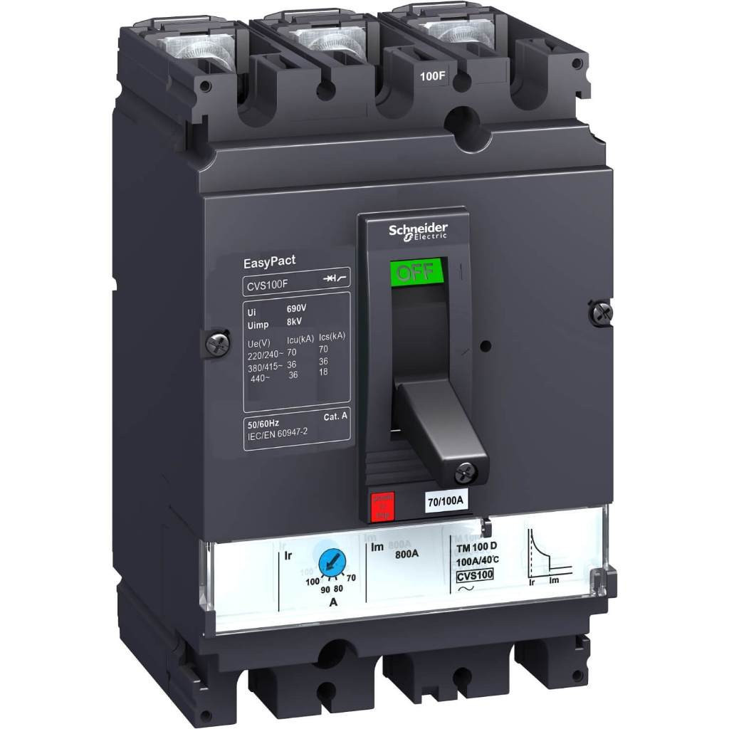 (Freeship) Aptomat dạg khối 4P MCCB 25kA 380.415 V AC bộ ngắt TM-D dòng EasyPact- Schneider Electric
