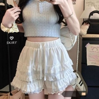 Chân váy short nữ tầng ren trắng thời trang hè dễ thương nữ tính phong cách Hàn Quốc