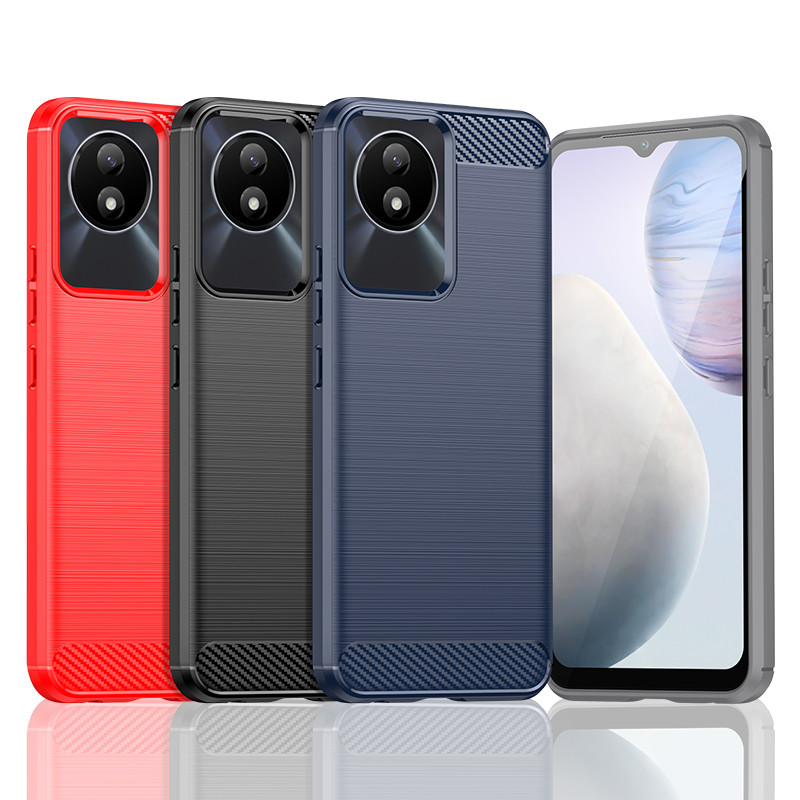 Ốp lưng Vivo Y02 Vỏ nhựa TPU mềm bằng sợi Carbon cho vỏ điện thoại Vivo Y02