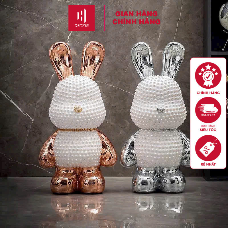 Thỏ Đính Đá Ngọc Trai Ống Heo Tiết Kiệm Trang Trí Cao Cấp, Quà Tặng Sang Trọng Ý Nghĩa – HDECOR